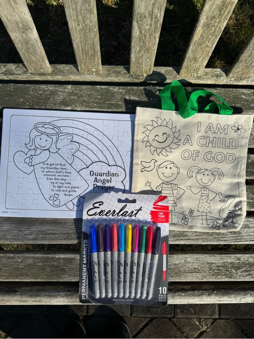 Easter gifts bundle color your own Guardian Angel Puzzle and Child of God tote